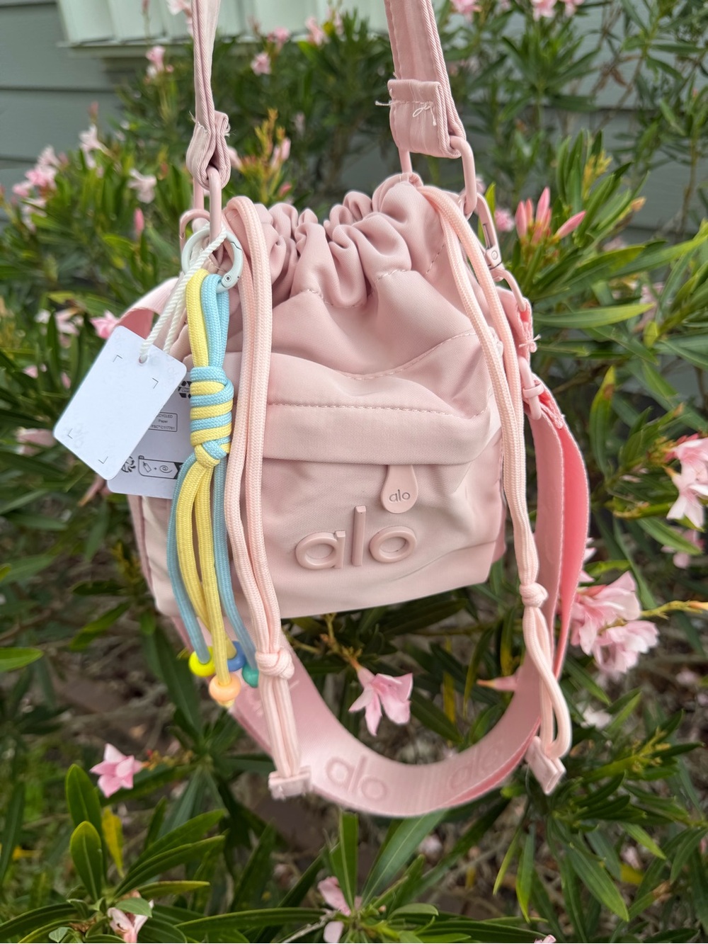 ALO Yoga Blush Pink Drawstring Mini Bucket Bag - Picture 11 of 16